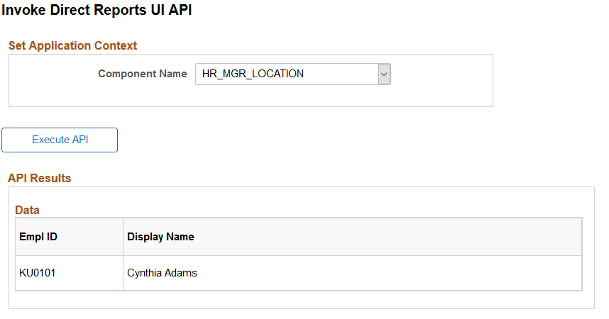 Invoke Direct Reports UI API page