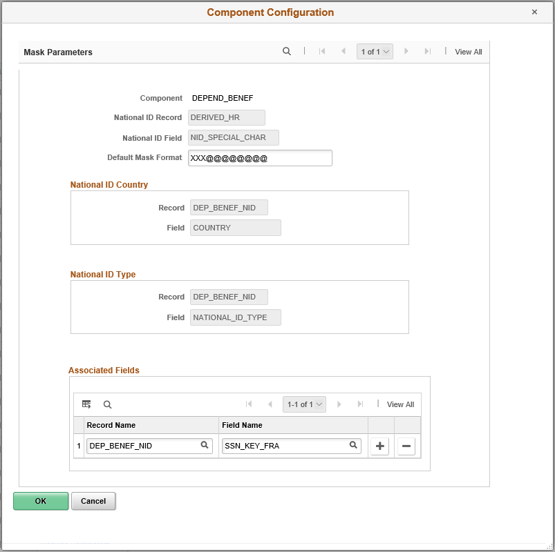 Component Configuration (National ID) modal