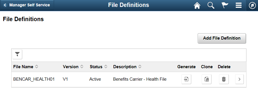 File Definitions Page