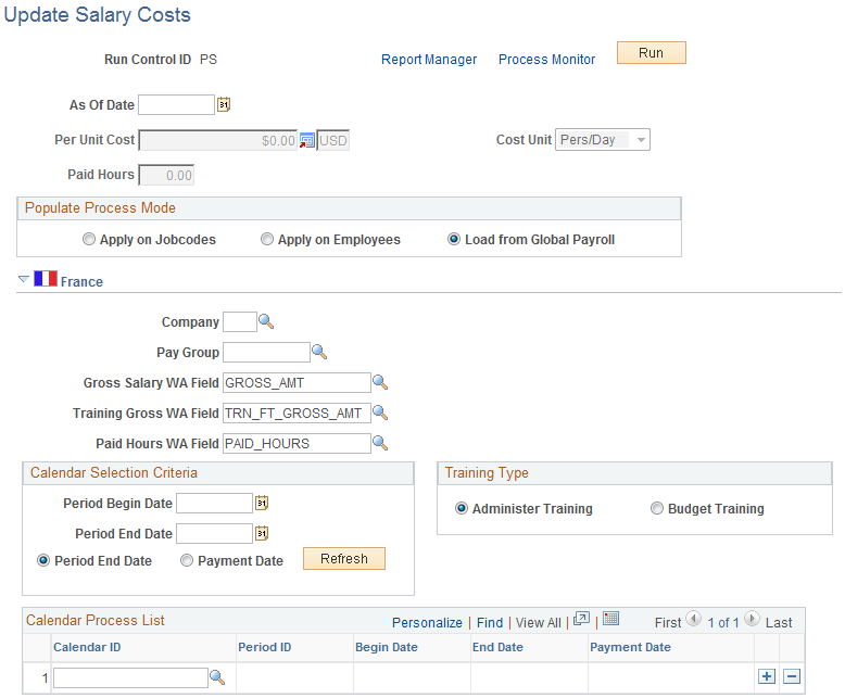 Update Salary Costs page