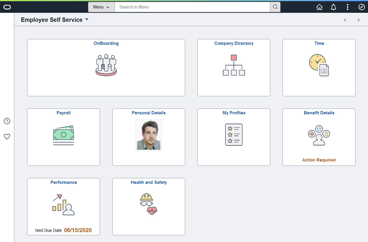 Example of the OnBoarding tile available on the Employee Self Service home page