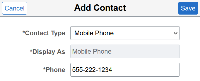 Add Contact page