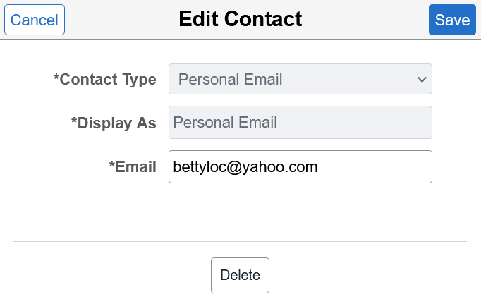 Edit Contact page