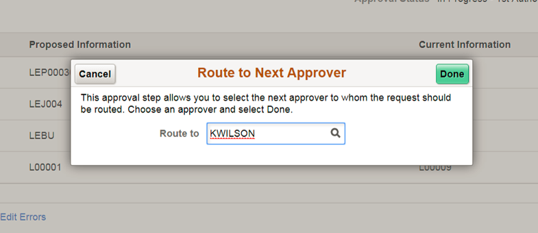 Route to Next Approver Page