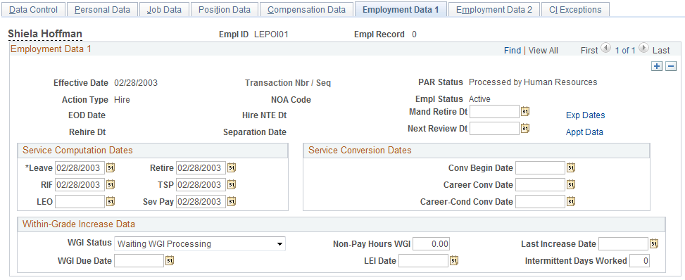 Employment Data 1 page