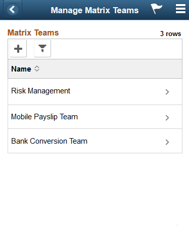 (Smartphone) Manage Matrix Teams page