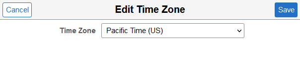 Edit Time Zone page