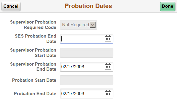 Probation Dates page