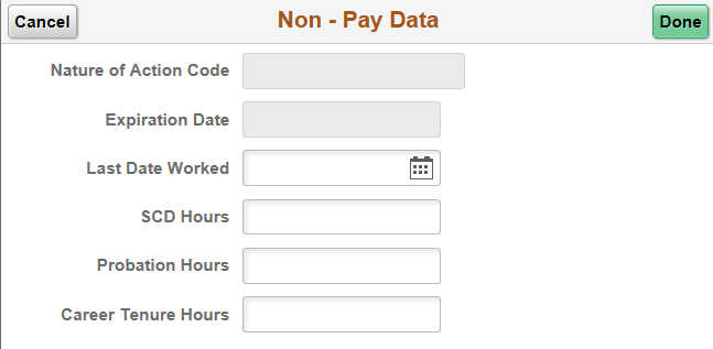 Non - Pay Data page