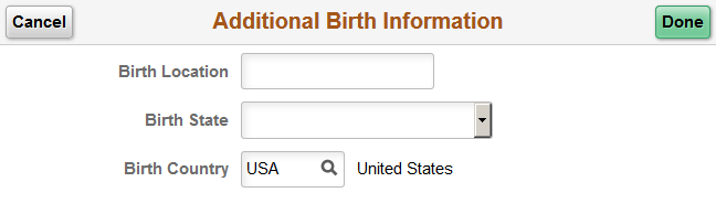 Additional Birth Information page