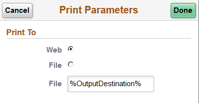 Print Parameters page