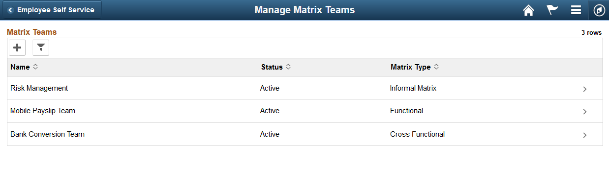 (Tablet) Manage Matrix Teams page