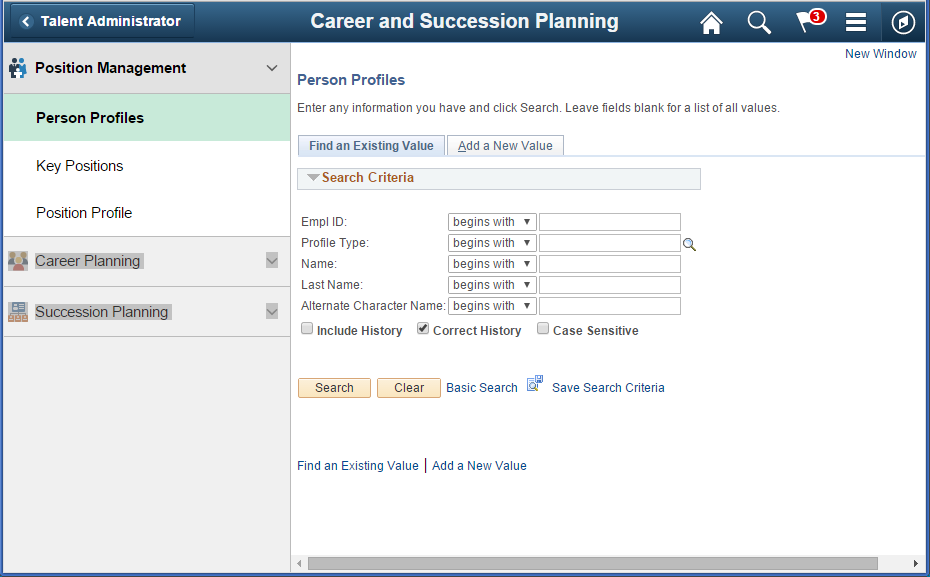 (Tablet) Career and Succession Planning application start page