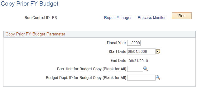 Copy Prior FY Budget page