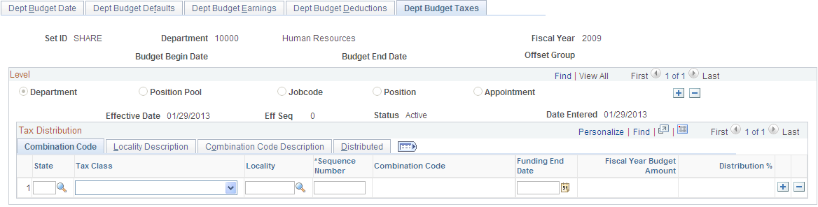 Dept Budget Taxes page