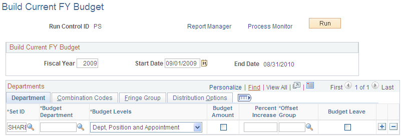 Build Current FY Budget page