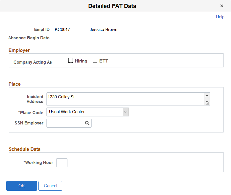 Detailed PAT Data page (HS_PAT1_ESP_SEC) accessed from the Injury Details - Injury page