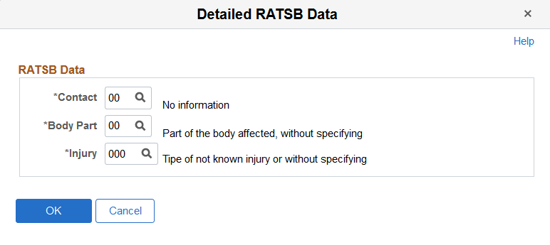 Detailed RATSB Data page accessed from the Injury Details - Details page