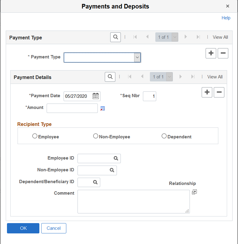 Payments and Deposits page