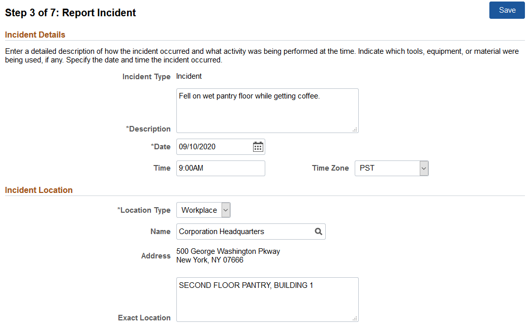 Report Incident - Report Incident page