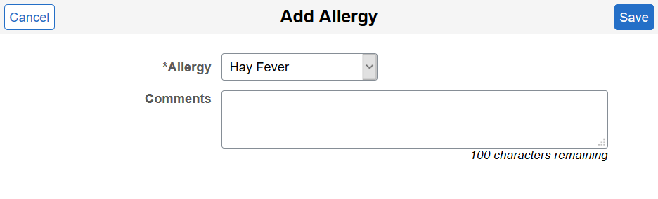 Add Allergy page