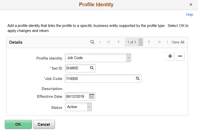 Profile Identity page