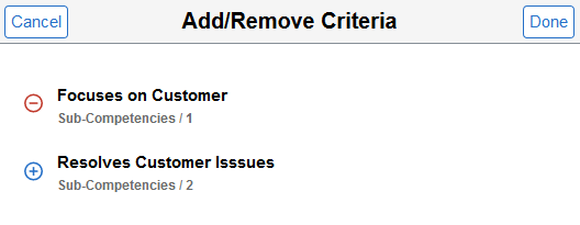 (Fluid) Add/Remove Criteria (Related Items) page