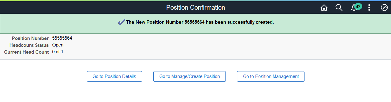 Position Confirmation Page When Approvals are Not Required