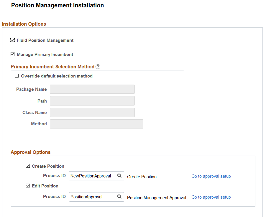 Position Management Installation page