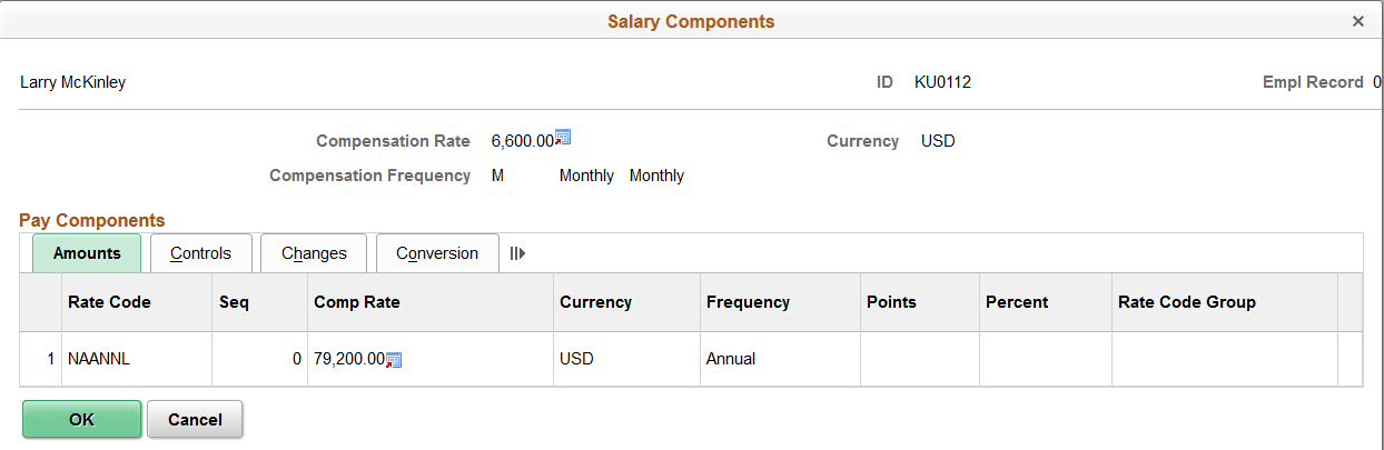 Position History - Salary Components page
