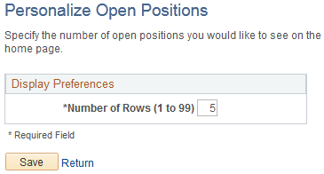Personalize Open Positions page