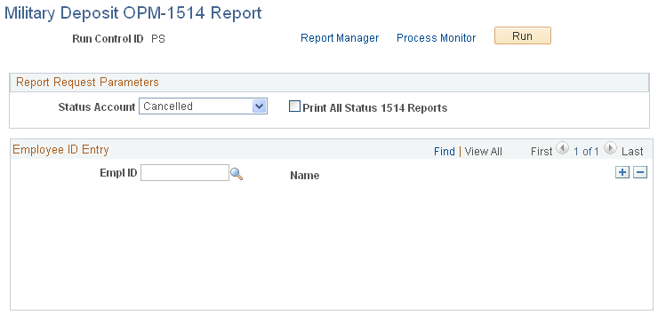 Military Deposit OPM_1514 Report page