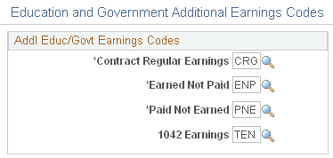 Education and Government Additional Earnings Codes page