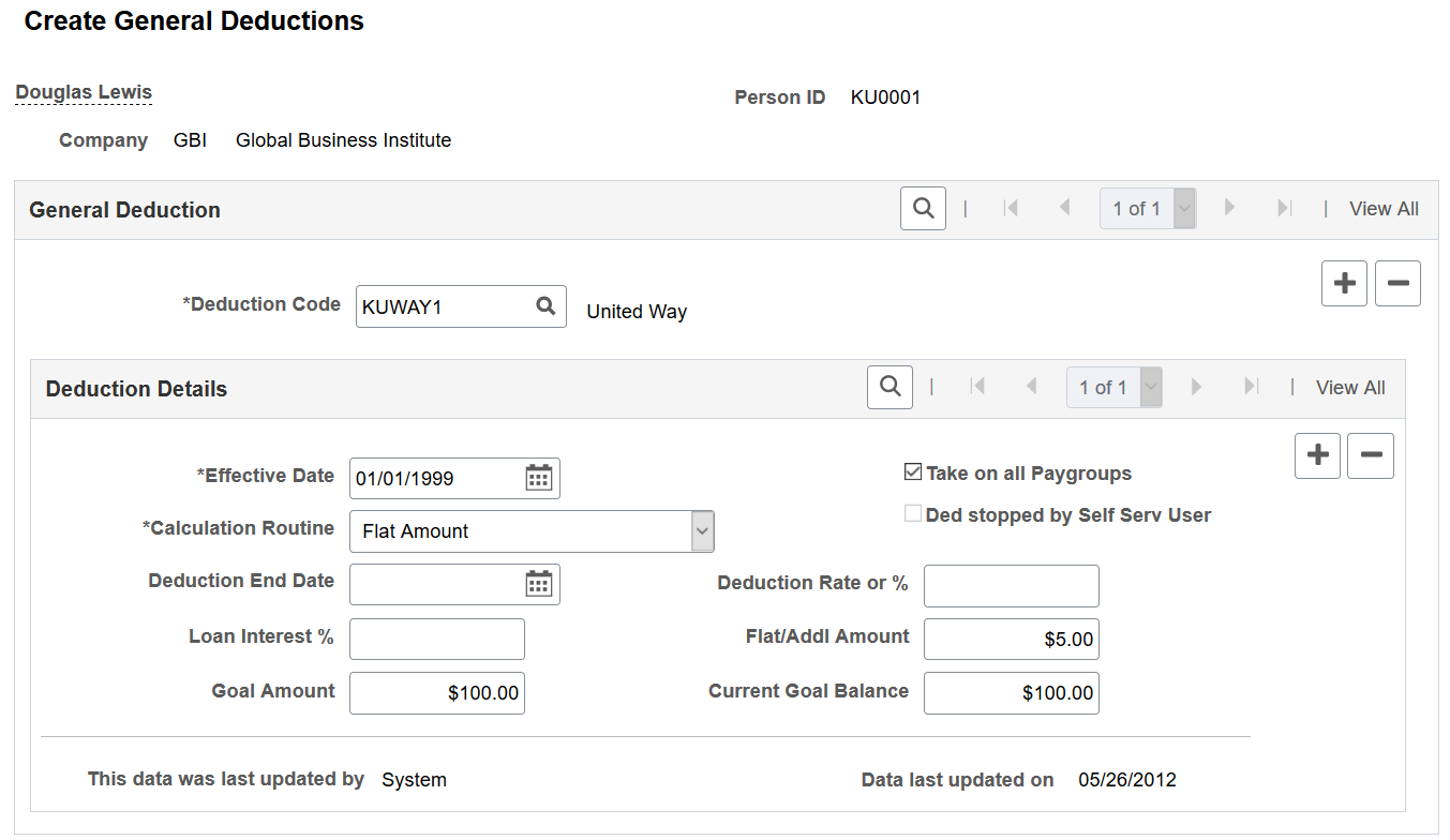 Create General Deductions page (USA, CAN)