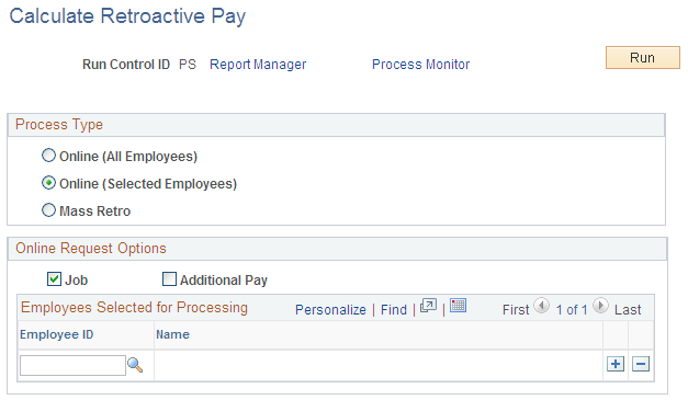 Calculate Retroactive Pay page