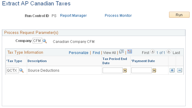 Extract AP Canadian Taxes page