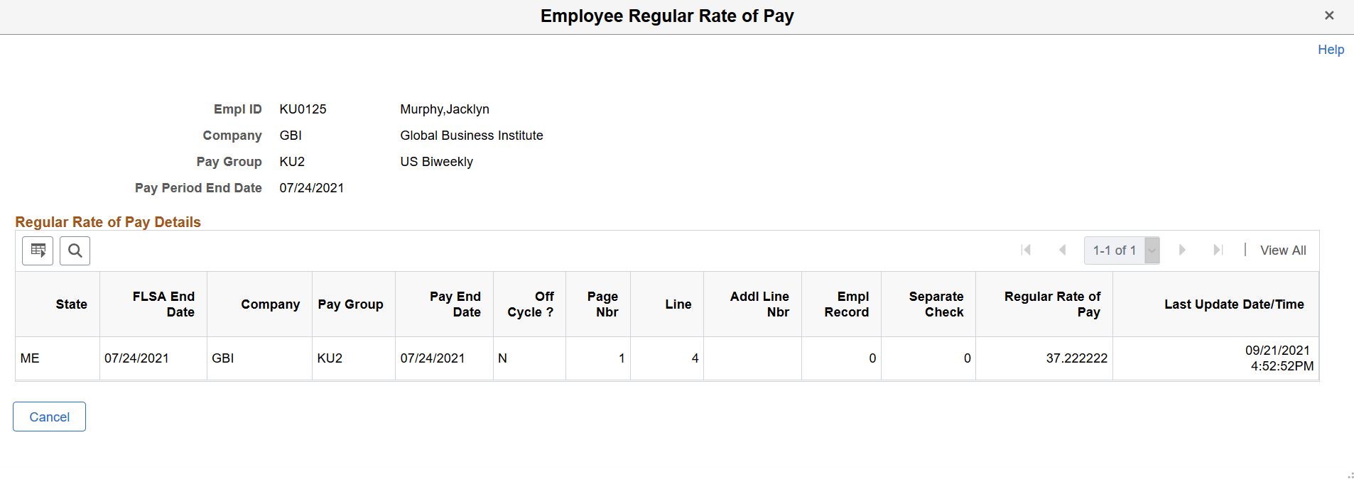 Calculated regular rate of pay for example 2