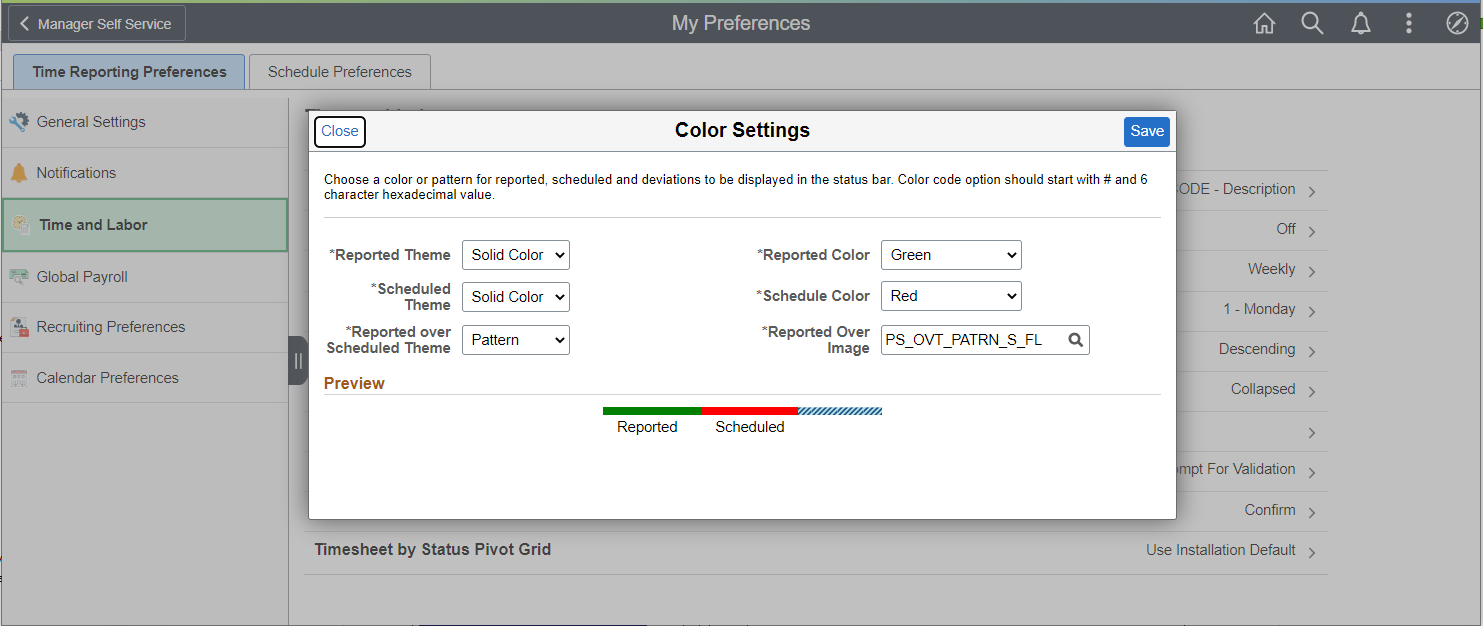 Time Reporting Preferences_Color Settings
