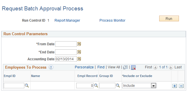 Request Batch Approval Process page