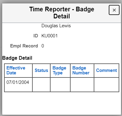 Time Reporter - Badge Detail modal