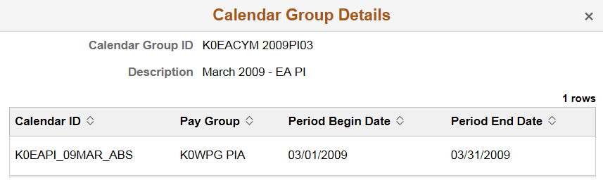 Calendar Group Details page