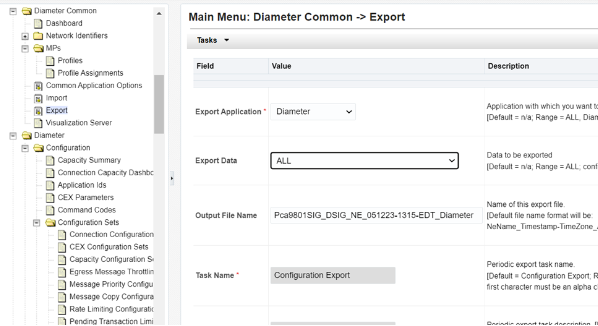 Exporting Diameter Common on SOAM