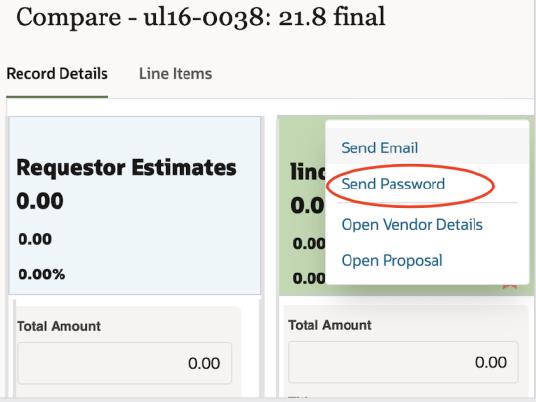 Send password present in comparison sheet