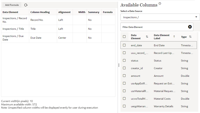 Tabular columns