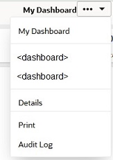 Image of the dashboard options when a user has view permission: My dashboard, dashboards, details, print, audit log.