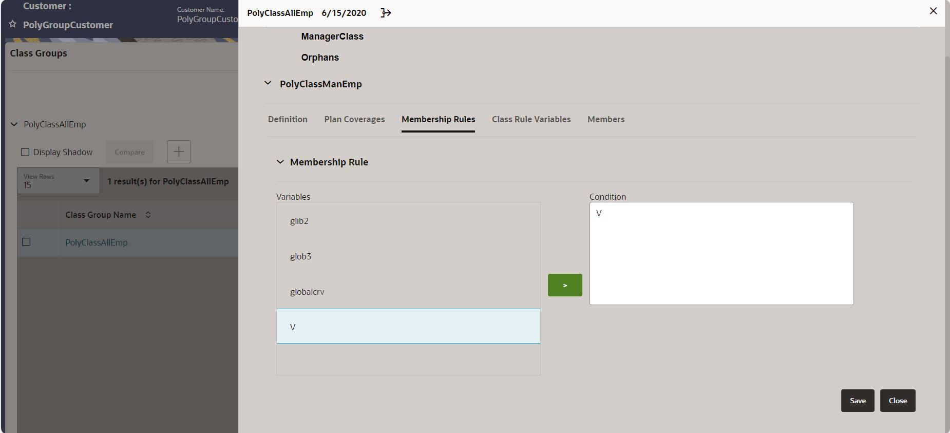 Class Rule Variable