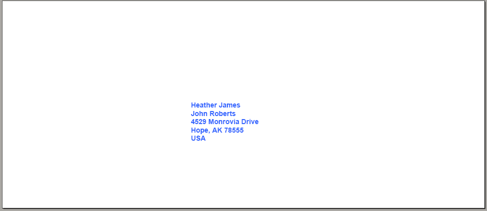Example view of a generated envelope output