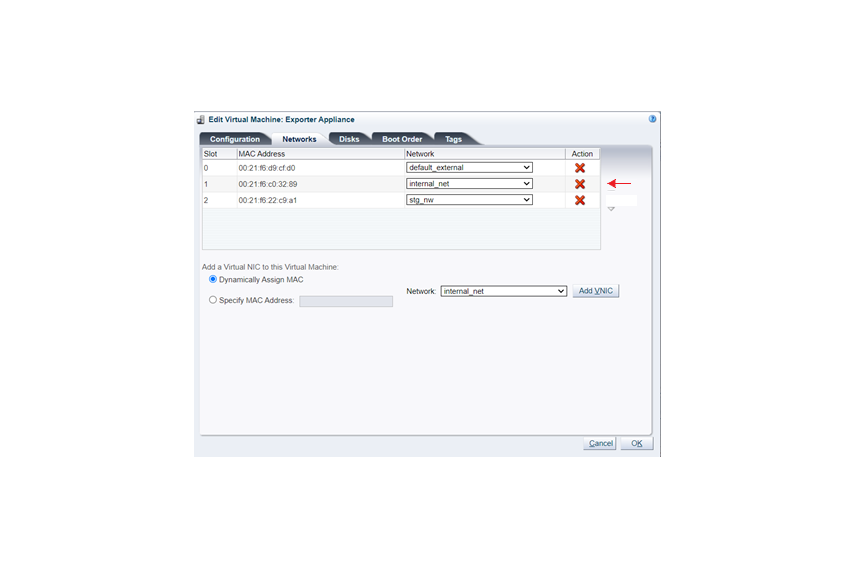 Screenshot showing the Attach Network dialog box. Screenshot showing the Attach Network dialog box.