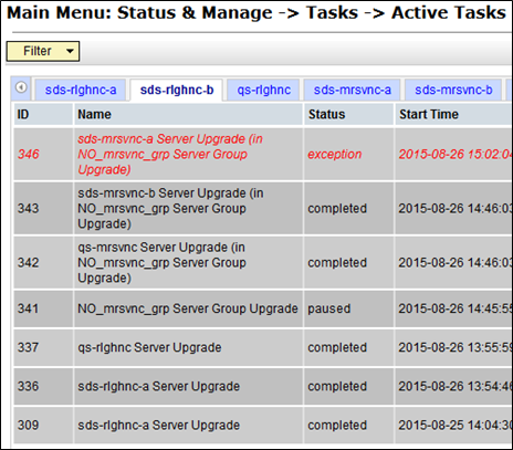 Server Group Upgrade