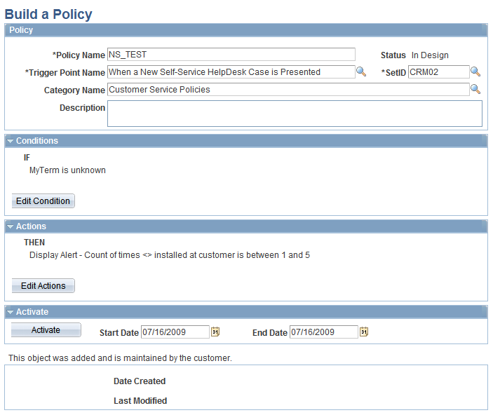 Build a Policy page
